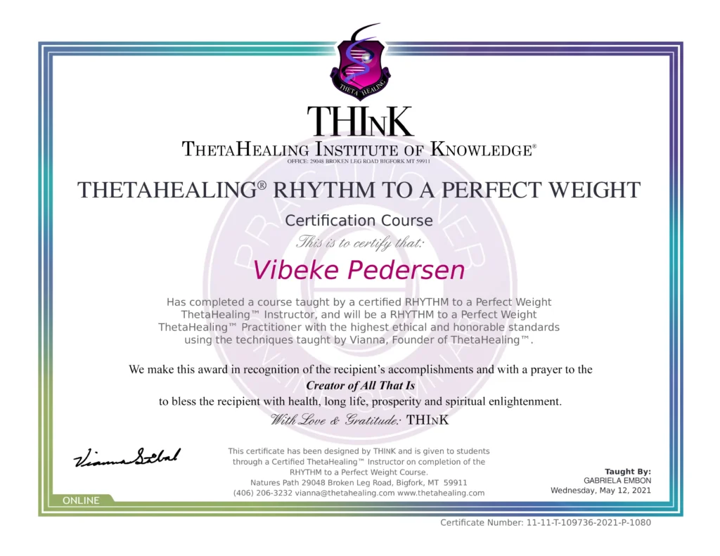 ThetaHealing® Rythym to a Perfect Weight Vibeke Pedersen